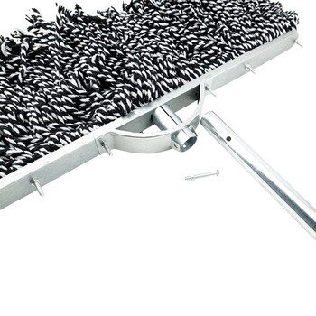 海斯迪克 尘推平板拖把排拖 40CM黑白加强款钢杆 办公室家政工厂车间商场保洁吸水去污可拆卸 (1个装) HKW-37