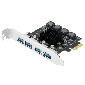 魔羯MOGE PCIE转4口USB3.0扩展卡台式机电脑内置四口USB转接卡HUB集线器8A免供电MC2014