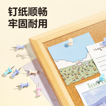得力(deli)莫兰迪彩色工字钉 软木画板按钉 绘画图钉 可钉墙无痕泡钉 大头钉/照片钉 35枚/盒 0021-A