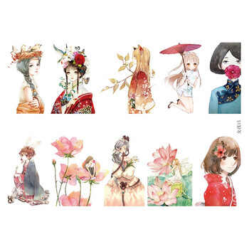 少女心手帐贴纸 卡通女孩手帐贴纸 创意小清新可爱少女心ins表情人物