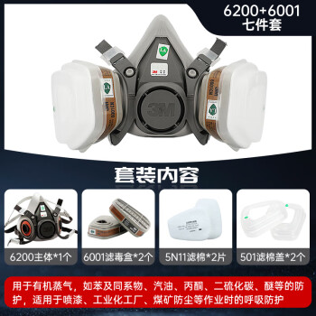 3M620E防毒面具 防有毒气体 防农药喷洒工业喷漆装修粉尘 7件套