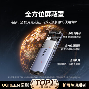 绿联Type-C扩展坞千兆网口拓展坞USB分线器雷电4转HDMI网线转接器4k高清适用华为苹果MacBook/Mac mini