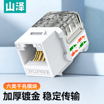 山泽（SAMZHE）六类网络模块 CAT6千兆网线插座面板模块 RJ45水晶头母座电脑网线镀金连接头 工程版 WAN-06