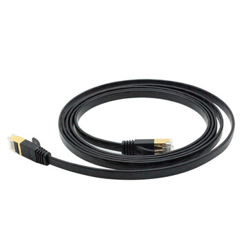 凌科朔(LINKSHIRE)七类扁平网线 CAT7类成品纯铜高速万兆金属头网络连接线跳线 黑色 1米