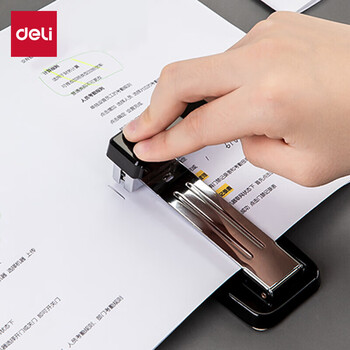 得力(deli)12#旋转式订书机/订书器 中缝装订 临时装订可拆 办公用品 黑色0414