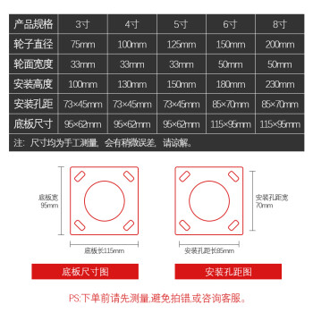 震迪轮子收餐车配件脚轮工地手推车橡胶轻音轮DR140定向8寸单个装