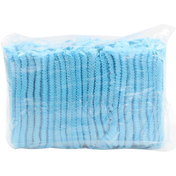 伏兴 FX506 一次性无纺布条形帽100只装 一次性头套卫生头罩防尘帽 双筋 蓝色 