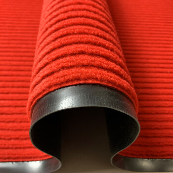 豫之韵 地毯地垫PVC双条纹 厨房吸水防滑防油除尘地毯 商场酒店客厅走廊门口耐脏垫子 红色1.2米宽