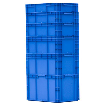 海斯迪克 EU箱塑料周转箱 加厚物流整理汽配零件箱 蓝色无盖600*400*120