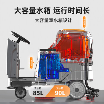 荣事达（Royalstar）驾驶式洗地机商用地面清洗机地下车库候机厅高铁站室内体育馆洗地机RS-D85双刷锂电款