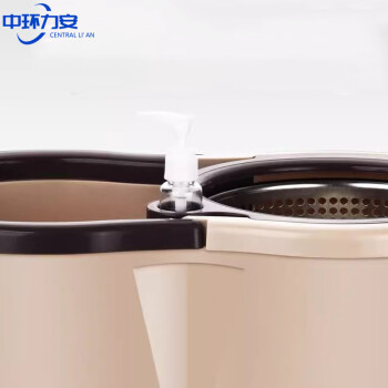 中环力安【卡其色加厚款全钢配置+2拖头】双驱动旋转拖把桶套装