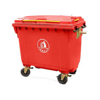 天枢660L垃圾桶加厚特厚塑料有轮子翻盖分类挂车式室户外大号大容量物业酒店商用红色(小人标)