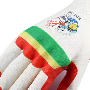 牛郎星 劳保手套 耐油耐磨胶皮防滑手套 男女户外手套 2019升级款  白纱红 均码 1付装