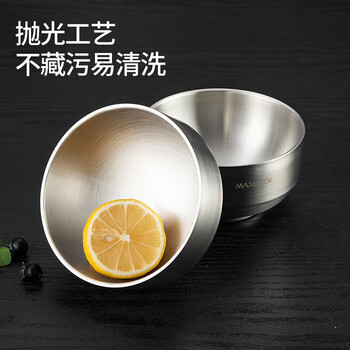 美厨（maxcook）304不锈钢碗 汤碗双层隔热 餐具面碗13CM（6只装）MCWA612