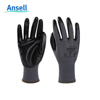 安思尔（Ansell）48-128 丁腈涂层手掌浸胶手套劳保手套 涤纶衬里 9码/L码 144副/箱
