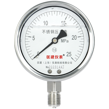 匡建仪表（CONJANT）YTN-100BF 304不锈钢耐震压力表 耐高温耐腐蚀 0-25mpa 表盘10厘米
