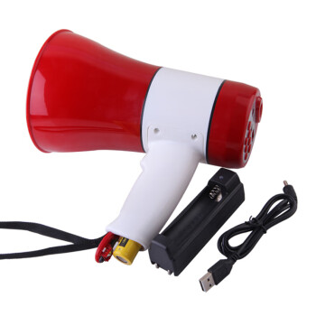 新越昌晖 录音扩音器 手持喇叭 大功率喊话器 可充电可插卡便携式扬声器支持USB/TF卡（红色）
