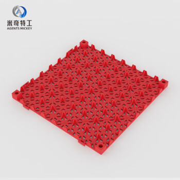 米奇特工 镂空隔水垫PVC加厚防滑门垫 厨房卫生间可拼接脚垫 红色(长宽:30*30cm 厚:15mm)