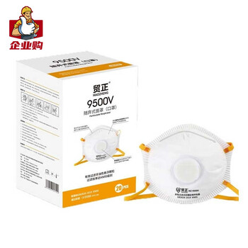 贸正 一次性口罩 防尘口罩KN95带呼吸阀罩杯型飞沫粉尘防颗粒物编织头戴式 20只/盒 9500V