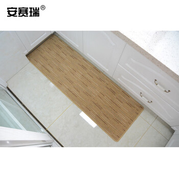 安赛瑞 厨房地垫 洗手间浴室防滑垫 50×120cm 长条地毯脚垫门垫 吸水脚垫 条纹驼色700632