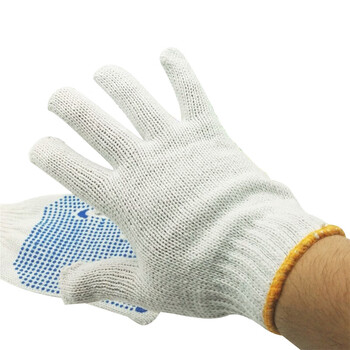 安美尚（ams）10针尼龙600G点珠手套 蓝色点胶劳保手套 工地搬砖耐磨加厚 定做 12双
