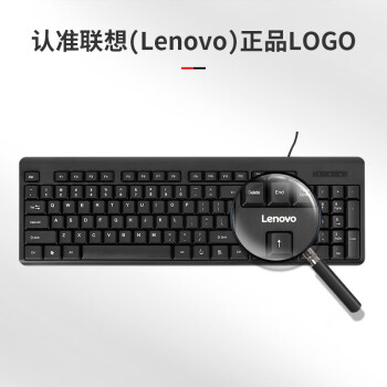联想（Lenovo）键盘 有线键盘 K4800S 电脑办公键盘 笔记本键盘黑色 USB