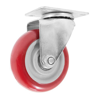 海斯迪克 中型聚氨酯转向轮 工业pu轮枣红色手推车板车脚轮 5寸万向轮