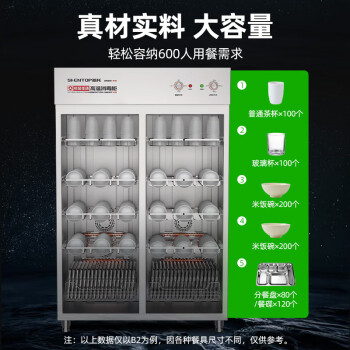 圣托（Shentop）热风循环高温消毒柜 立式商用 餐厅酒店厨房用 不锈钢双门餐具消毒碗柜 RTP980-B2