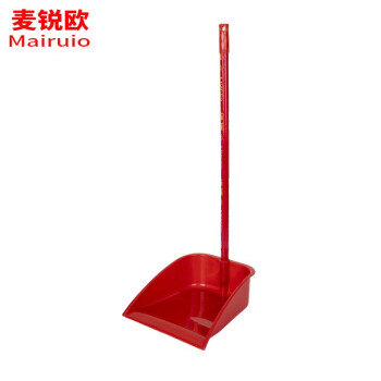 麦锐欧 加厚塑料簸箕 胶垃圾铲（含木柄）除尘奋斗 红色1把
