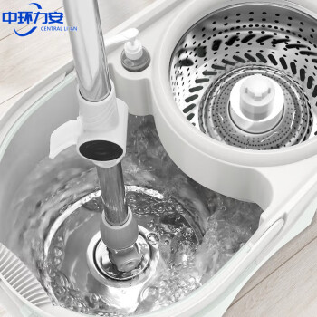 中环力安【抹茶绿金属蓝塑料盘+1头】旋转拖把桶双驱动免手洗