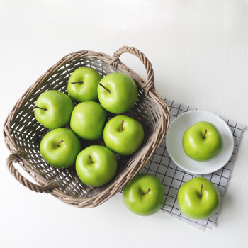 lmdec高仿真青苹果绿苹果模型加重假水果蔬果橱柜装饰1个仿真青苹果