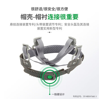 梅思安PE豪华型安全帽超爱戴帽衬黄色针织布吸汗带D型下颏带1顶可定制
