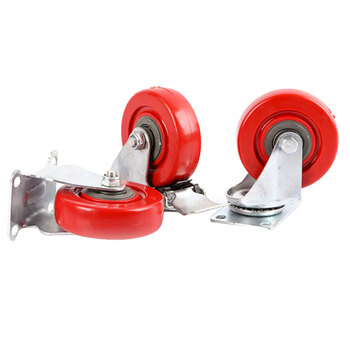 冰禹 BY-23401 转向全包红脚轮 红PVC脚轮货架手推车小轮子 4寸单轮4个/包