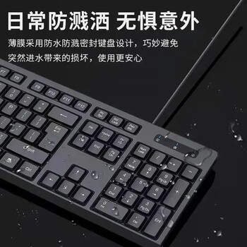 灵蛇（LINGSHE）有线键鼠套装 办公键鼠套装  防水鼠标键盘套装MK200黑色