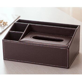 海斯迪克 HKY-269 酒店多功能皮革纸巾盒 客房遥控器抽纸收纳盒 黑色