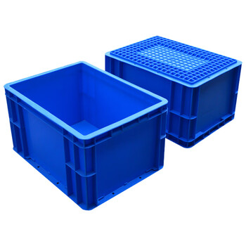 海斯迪克 EU周转箱塑料箱 汽配可堆式储物箱零件箱 蓝色无盖300*200*150