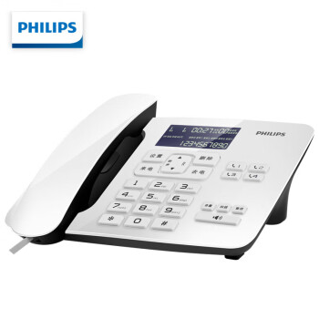 飞利浦（PHILIPS）电话机座机 固定电话 办公家用 来电报号 双插孔 一键拨号 CORD492 (白色)