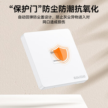 山泽  网络网线口面板  通用超五/六/七类模块加厚86型面板 适用电脑电话信息房间网络插座 单口WAN-01