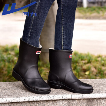回力雨鞋女时尚雨靴户外雨天防水不易滑水鞋耐磨胶鞋水靴6023黑色39