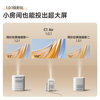 大眼橙C1air云台投影仪家用 1080P便携投影机 超高清卧室家庭影院 (430lm 自动梯形校正)