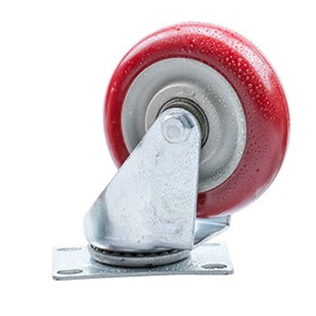 海斯迪克 中型聚氨酯转向轮 工业pu轮枣红色手推车板车脚轮 5寸万向轮