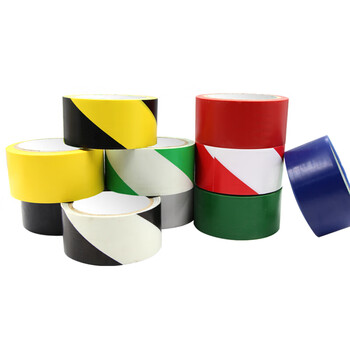 厚创 警示胶带贴地安全警示带地面标识警戒线斑马线胶带 4.8cm宽*18y 蓝色