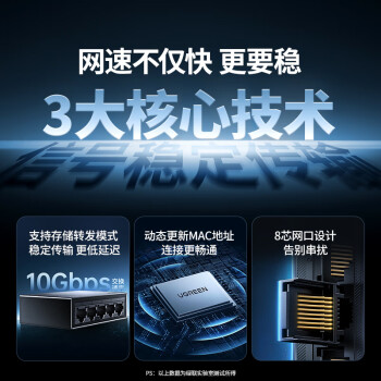 绿联5口千兆交换机 网线分线器一分二/四 4口监控网络转换器交换器小型 企业家用宿舍HUB分流器35492