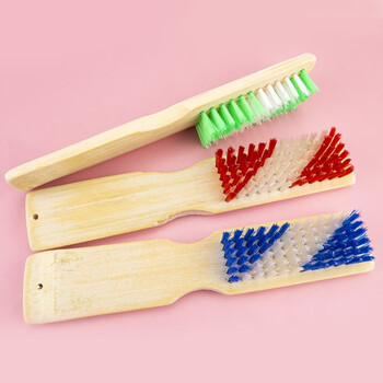 海斯迪克 鞋刷 多功能洗衣刷地板刷 21.5cm长 竹柄颜色随机 (6个起订) HKLY-76