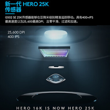 罗技（G）G502HERO 有线游戏电竞鼠标  逻辑鼠标502 人体工学RGB机械配重  FPS黑神话悟空宏编程 G502HERO