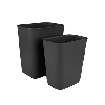 庄太太【方形14L黑色】商用酒店无盖塑料双层垃圾桶