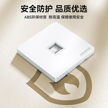 山泽  网络网线口面板  通用超五/六/七类模块加厚86型面板 适用电脑电话信息房间网络插座 单口WAN-01