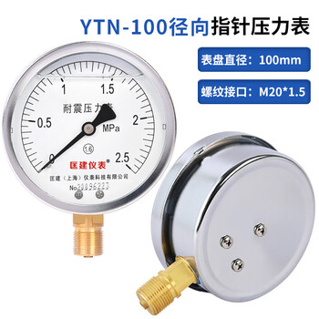 匡建仪表（CONJANT）YTN-100耐震压力表 径向0-2.5MPa 压表油压表气压表 表盘直径100mm