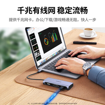 绿联Type-C扩展坞USB-C转HDMI/VGA拓展坞PD快充网线转接3.0分线器适用苹果15/16Macbook华为笔记本ipad