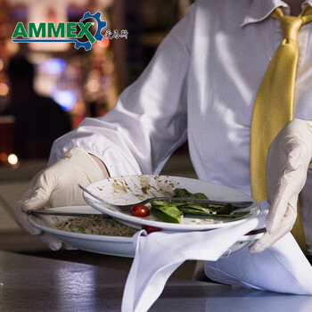 爱马斯一次性乳胶手套 100只 乳白色 中号M码